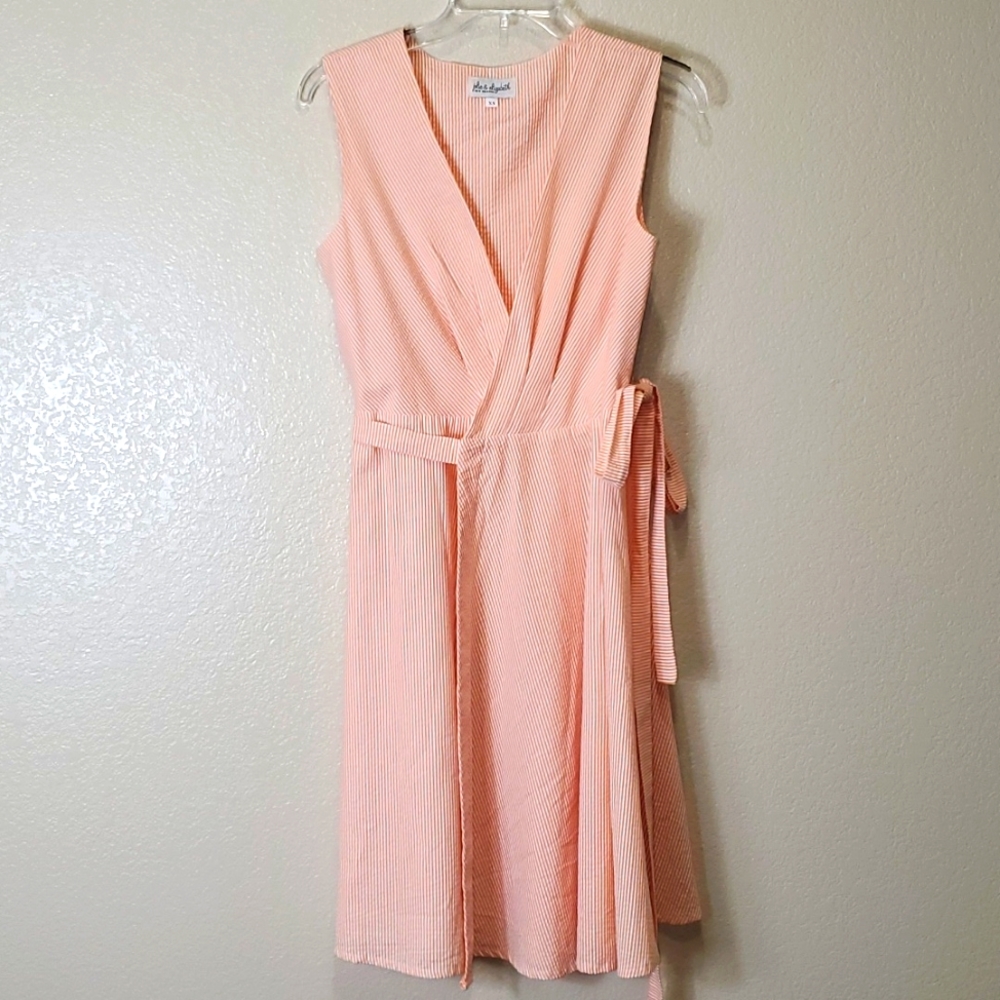 Jolie & Elizabeth Wrap Sleeveless Seersucker Dress XS Preppy